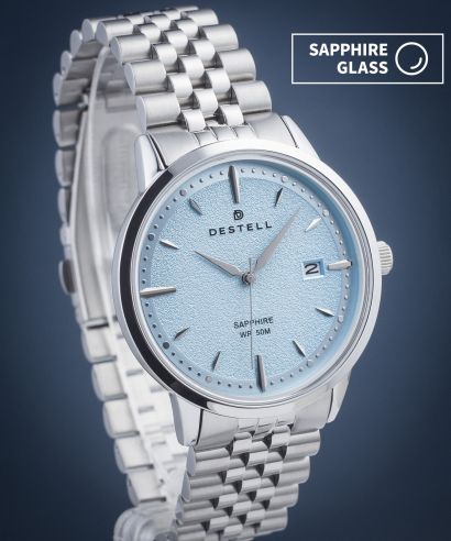 DESTELL Pictor Ice Blue Silver Steel Sapphire férfi karóra