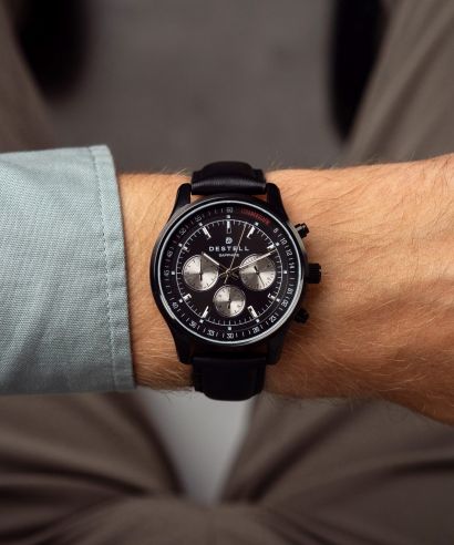 DESTELL Circinus Full Black Leather Chronograph Sapphire férfi karóra