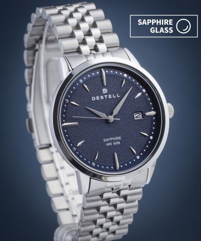 DESTELL Pictor Blue Silver Steel Sapphire férfi karóra