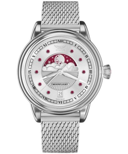 Aviator Moonflight Gemstone Edition Silver Red Ruby Limited Edition női karóra