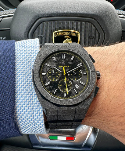 PAUL RICH Motorsport Frosted Carbon Yellow Chronograph Limited Edition férfi karóra