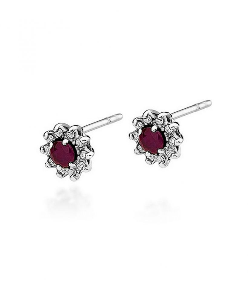 Bonore - Fehér Arany 585 - Rubin 0,15 ct fülbevalók