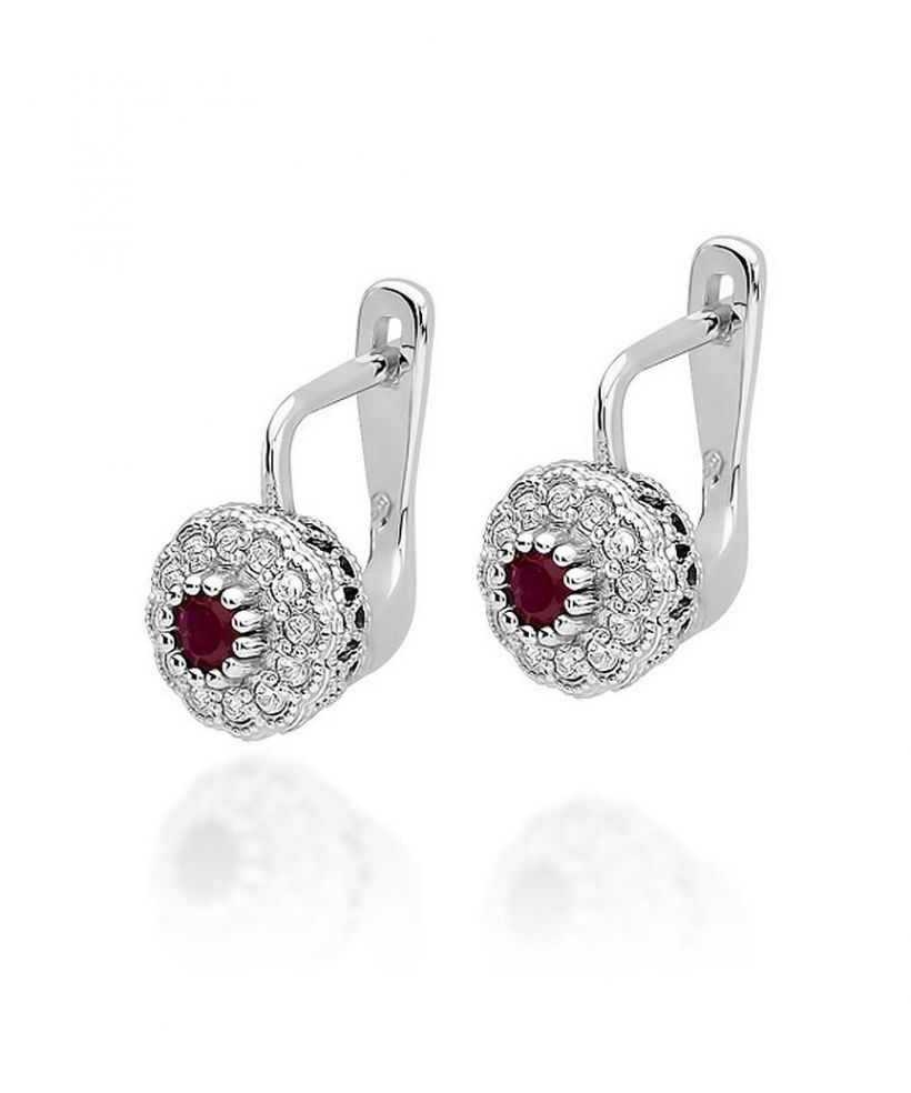 Bonore - Fehér Arany 585 - Rubin 0,15 ct fülbevalók