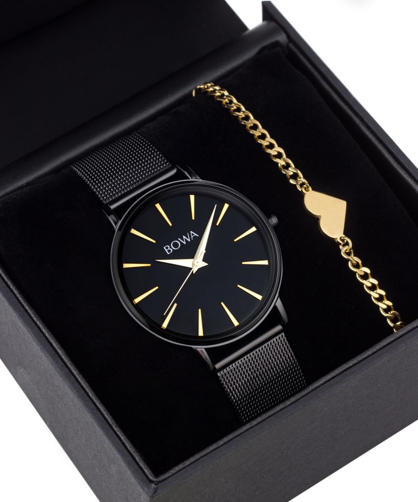 BOWA Praha Black-Gold Mesh 38 Gift Set női karóra