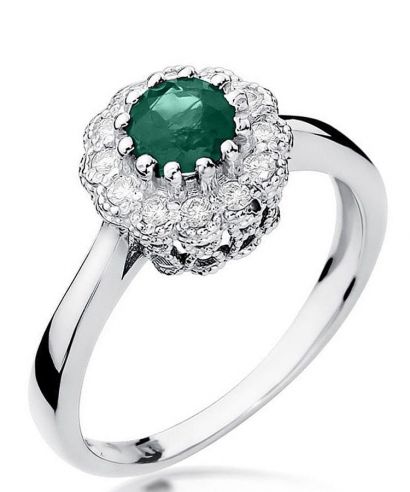 Bonore - Fehér Arany 585 - Smaragd 0,5 ct gyűrű