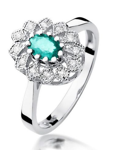 Bonore - Fehér Arany 585 - Smaragd 0,4 ct gyűrű