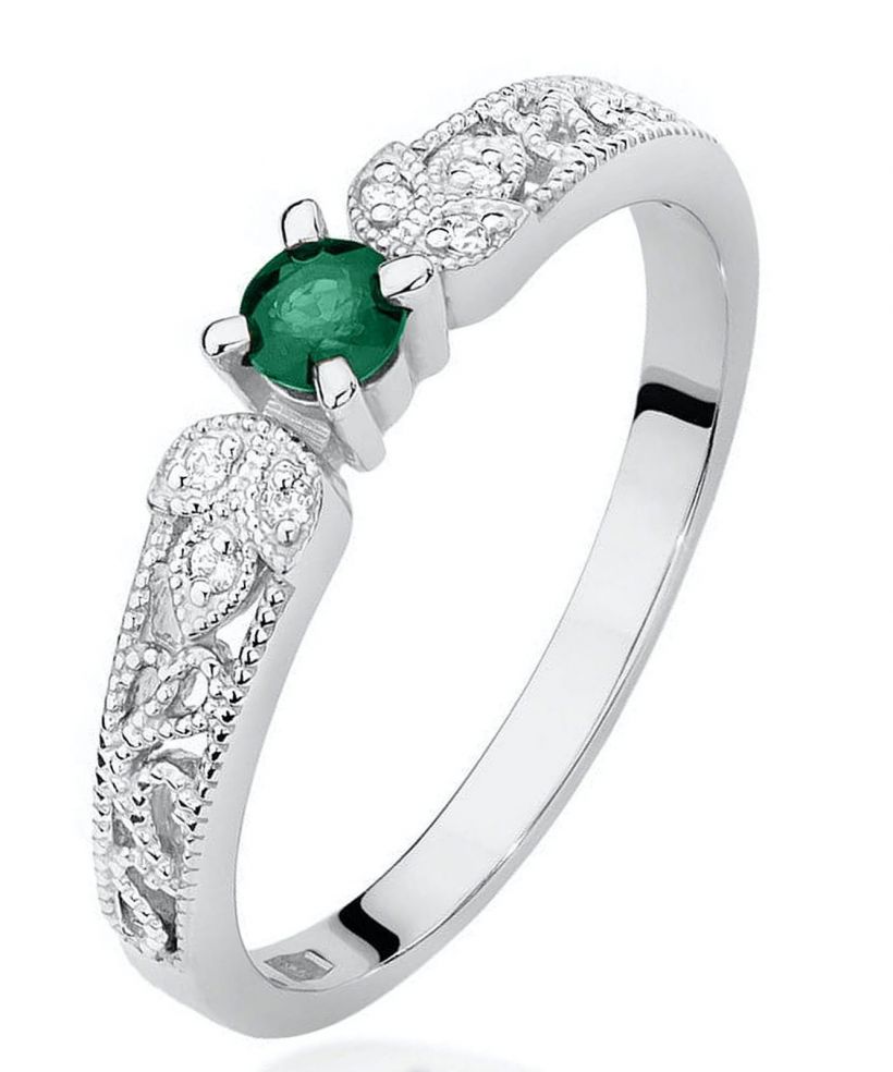 Bonore - Fehér Arany 585 - Smaragd 0,1 ct gyűrű