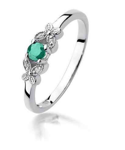 Bonore - Fehér Arany 585 - Smaragd 0,15 ct gyűrű
