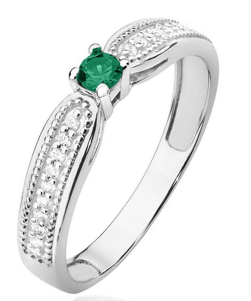 Bonore - Fehér Arany 585 - Smaragd 0,15 ct gyűrű