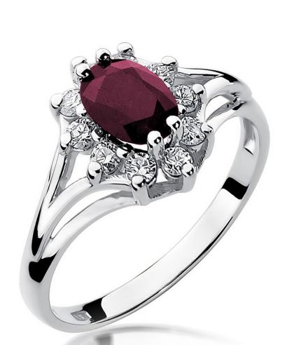 Bonore - Fehér Arany 585 - Rubin 1 ct gyűrű