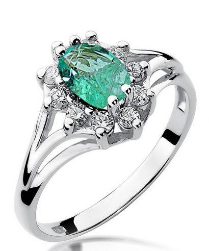 Bonore - Fehér Arany 585 - Smaragd 0,8 ct gyűrű
