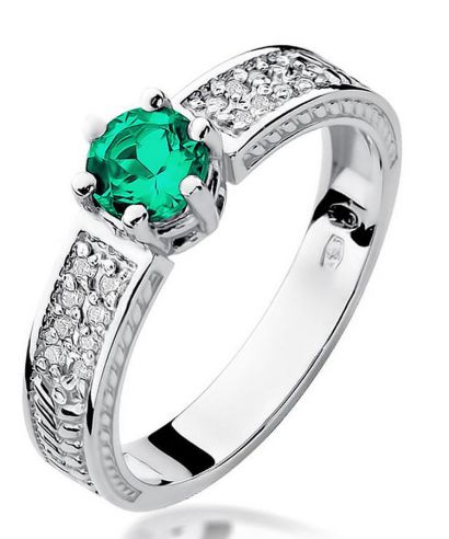 Bonore - Fehér Arany 585 - Smaragd 0,5 ct gyűrű