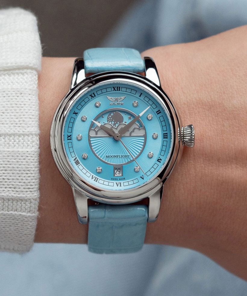 Aviator Douglas Moonflight Ice Blue Diamonds Limited Edition női karóra