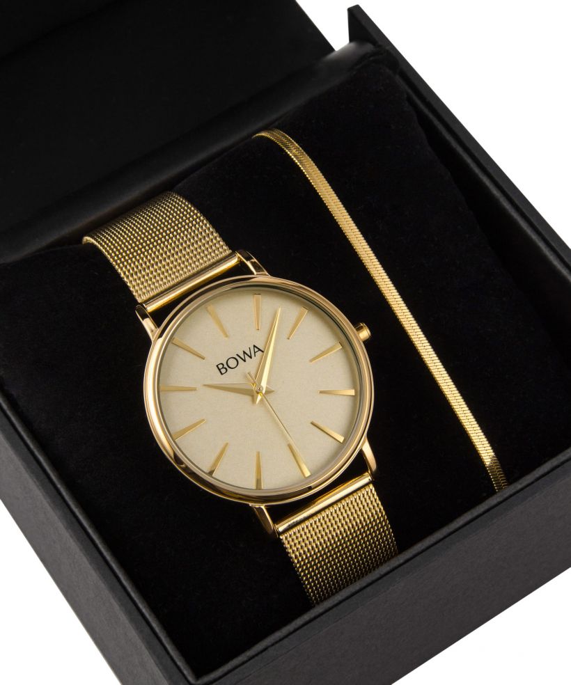 BOWA Praha Full-Gold Mesh 38 Gift Set (óra + karkötő)