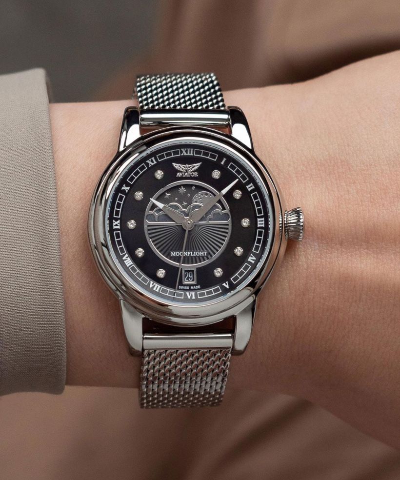 Aviator Douglas Moonflight Black Diamonds Limited Edition női karóra