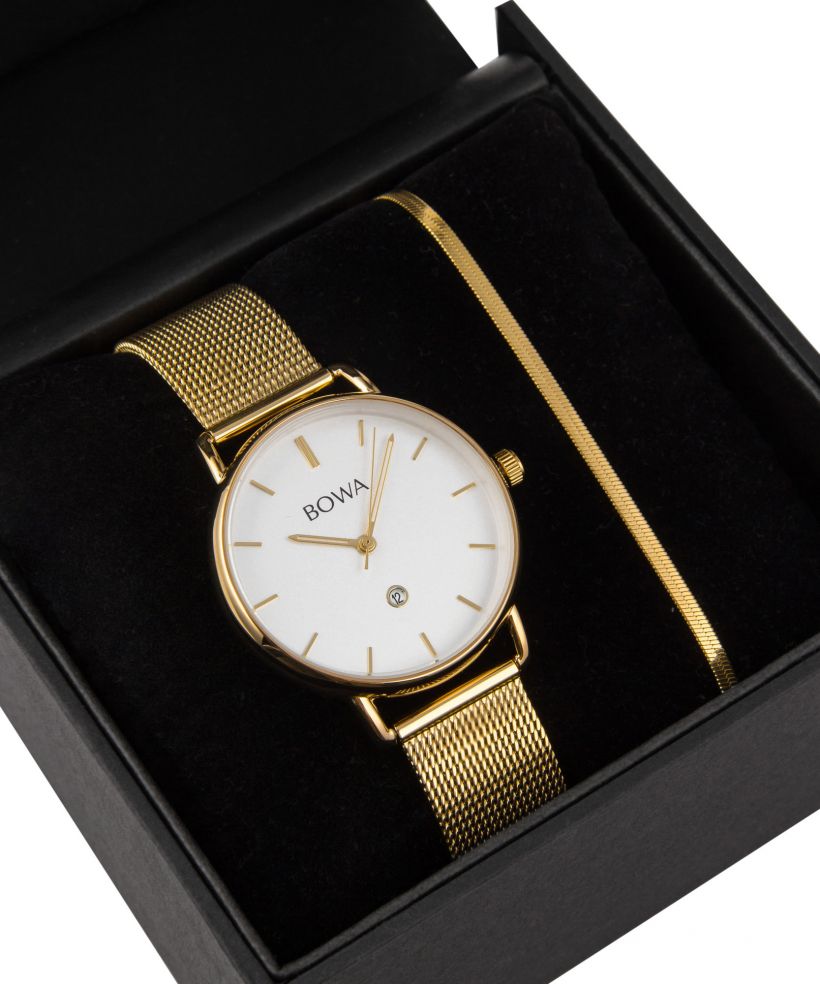 BOWA Milan White-Gold Mesh 34 Gift Set (óra + karkötő)