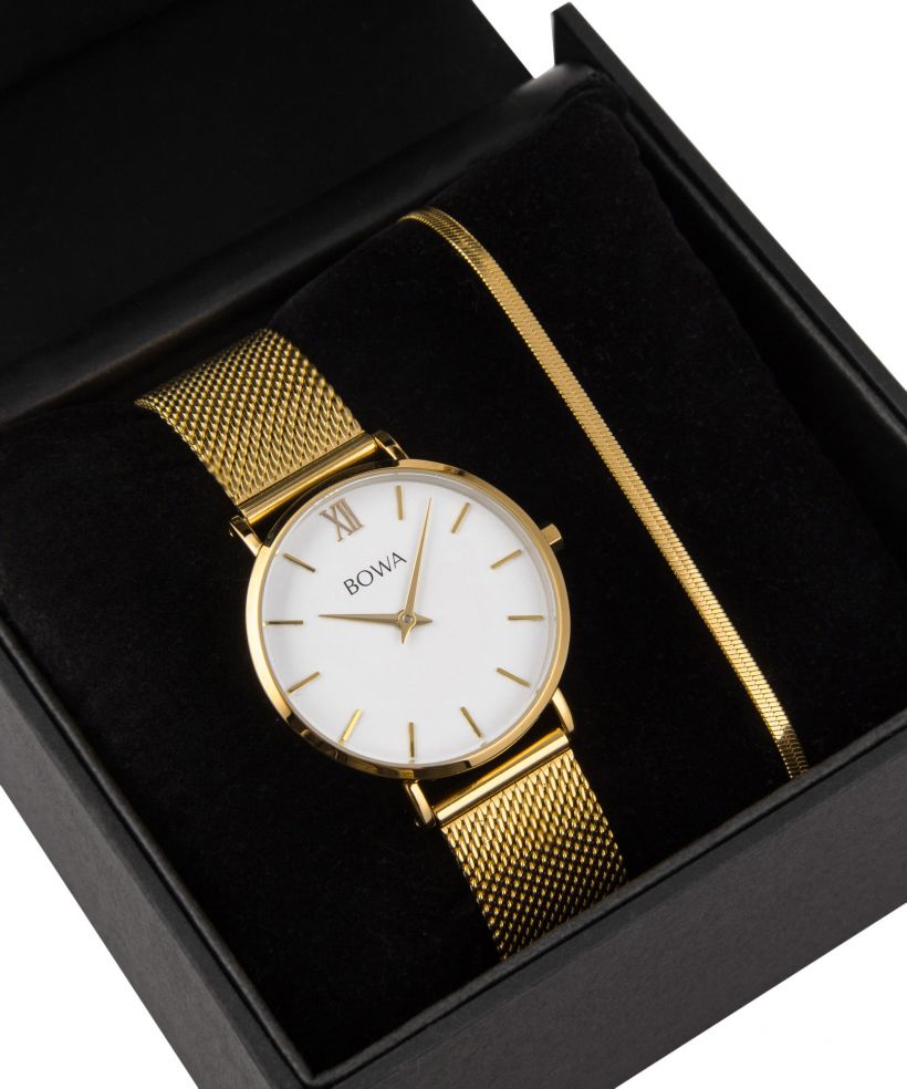 BOWA London White-Gold 33 Gift Set (óra + karkötő)