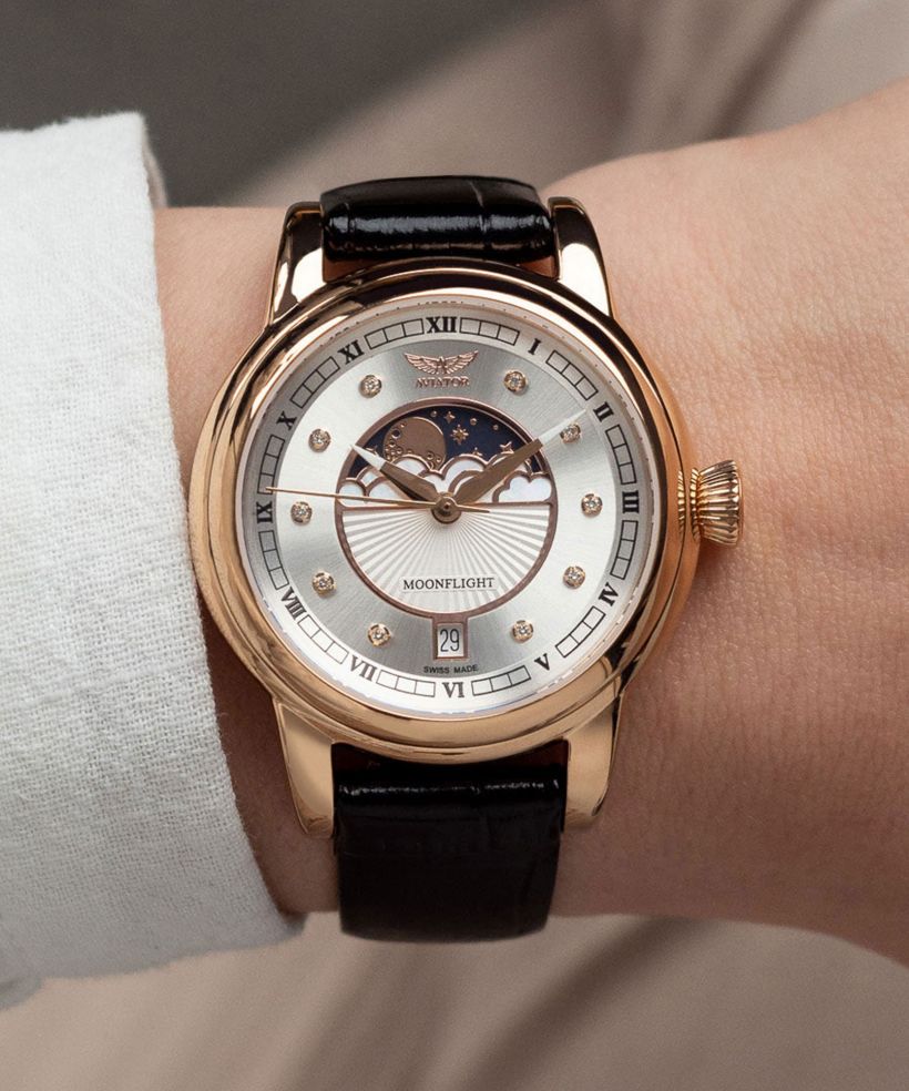 Aviator Douglas Moonflight Silver Diamonds Limited Edition női karóra