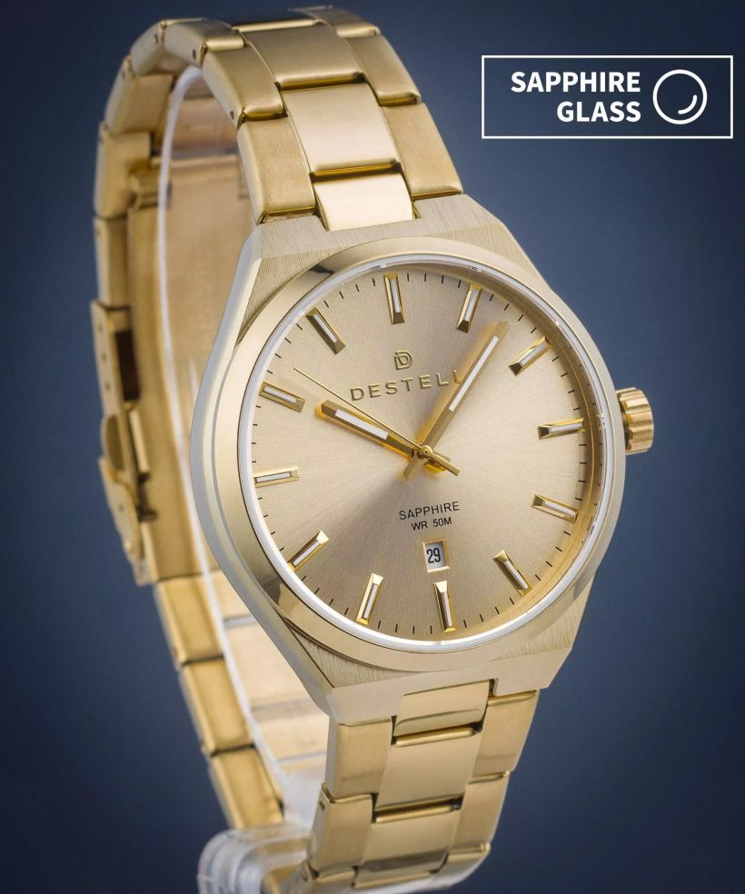 DESTELL Aries Full Gold Steel Sapphire férfi karóra