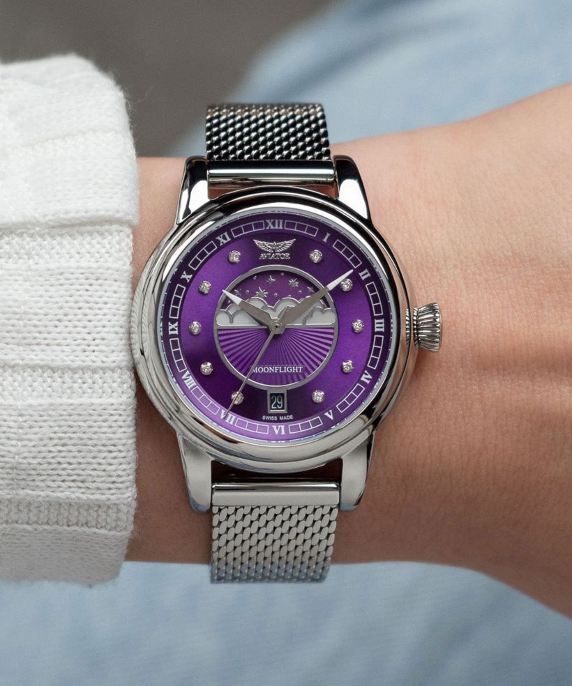 Aviator Douglas Moonflight Purple Diamonds Limited Edition női karóra