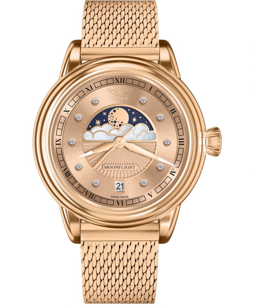 Aviator Douglas Moonflight Rose Gold Diamonds Limited Edition női karóra