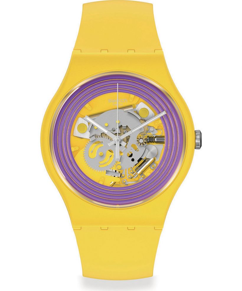 Swatch Purple Rings Yellow Unisex Karóra