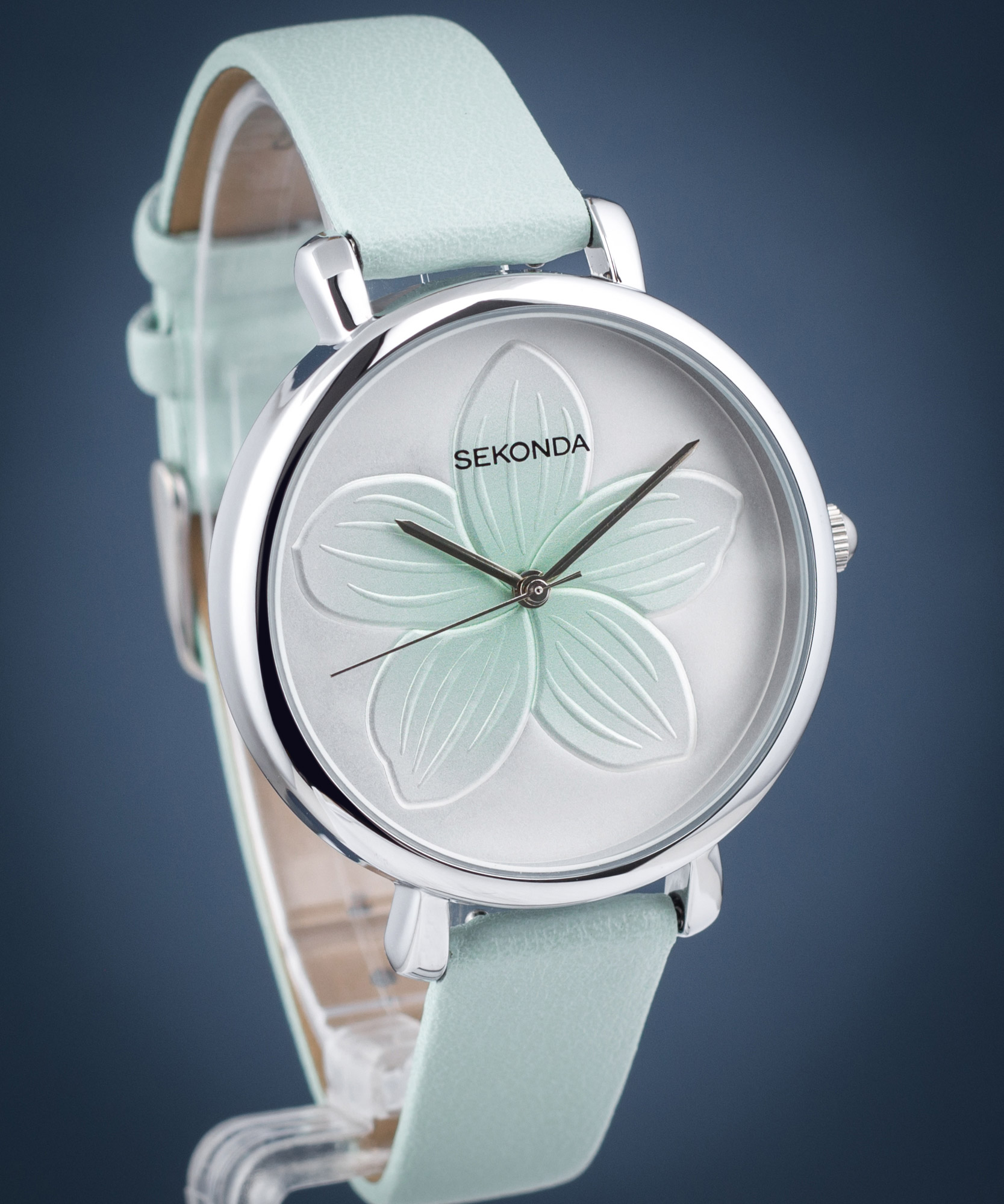 Sekonda Frangipani Orologio Da Donna: Quarzo, Cassa 39 Mm, Quadrante Con Fiore Blu, Cinturino In PU Blu
