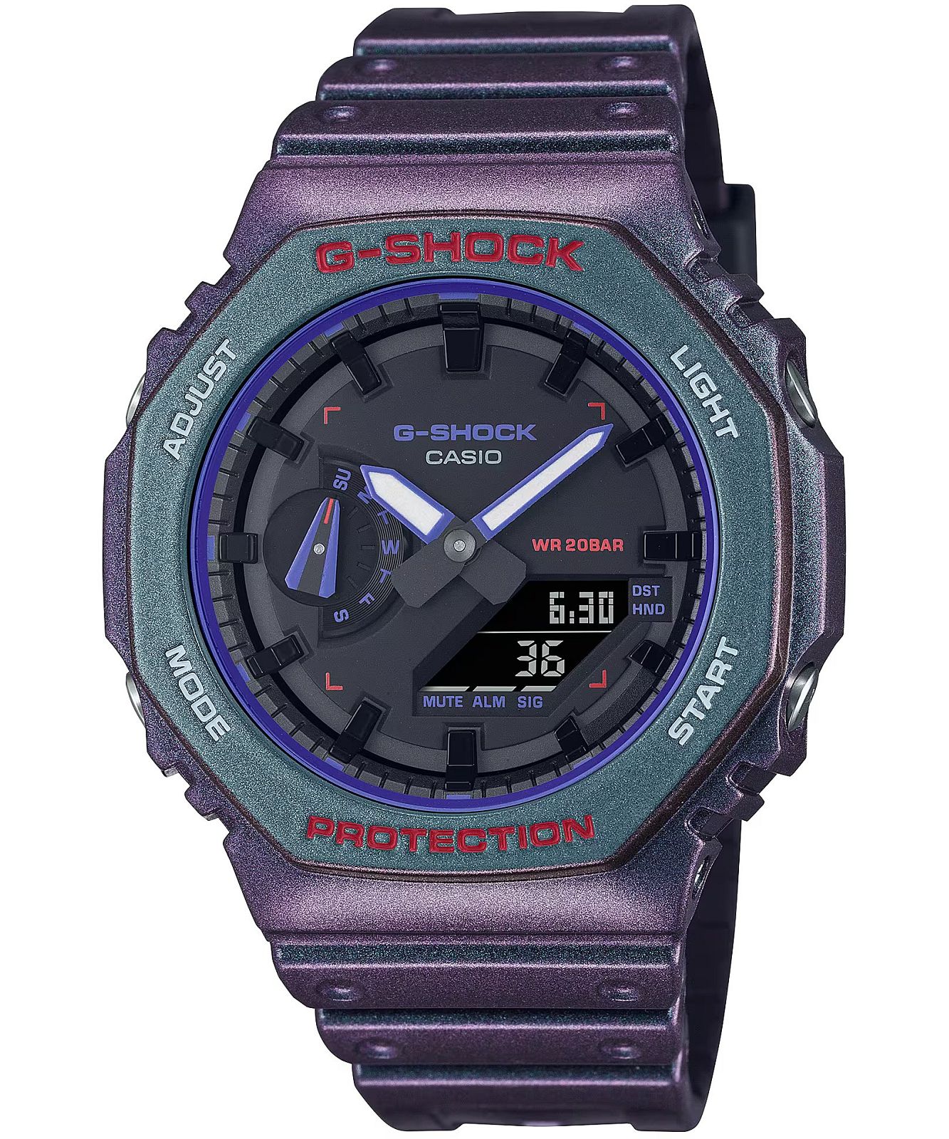 Orologio Casio G-Shock GA-2100AH-6AER In Carbonio, Uomo, Design Classico, Nero E Viola, Resistente E Iconico
